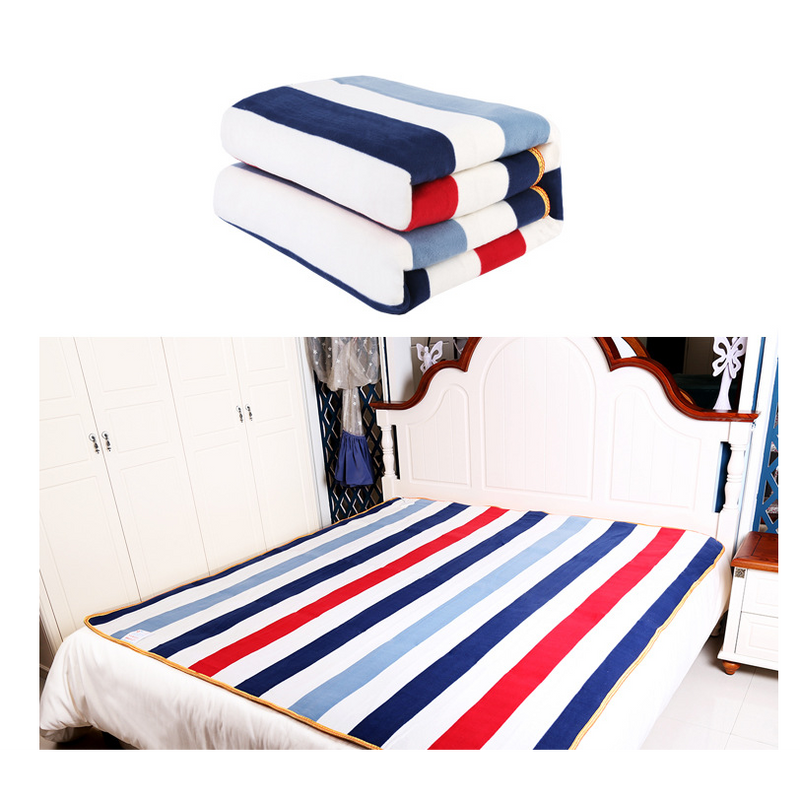 220V Electric Heated Blanket Stripes Flannel Waterproof Fast Heating Warm Blankets Winter Warmer