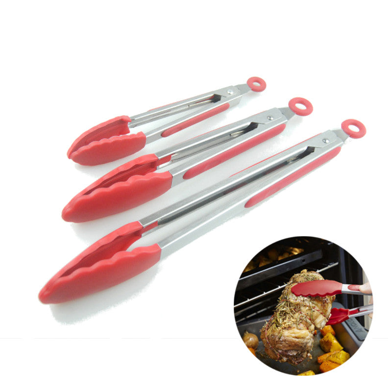 Mrosaa Silicone BBQ Grilling Tong Salad Bread Serving Tong Non-Stick Kitchen Barbecue Grilling Cooking Tong with Joint Lock BBQ Grill