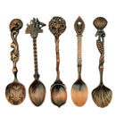 Honana 5 Pcs/Set Mini Bronze Vintage Royal Style Coffee Cooking Spoon Ice Cream Dessert Sugar Scoop