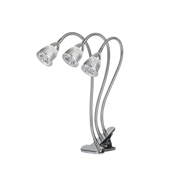 ZANLURE 15W 15LED 360 Rotatable Three Head Grow Light Outdoor Multi-functional Lights LED Work Light with Clip Base-US Plug and Switch