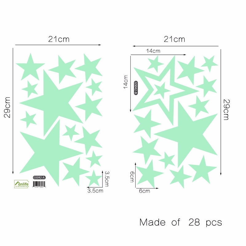 Honana DX-144 38x87CM Fluorescent Glow Hollow Out Stars Wall Sticker