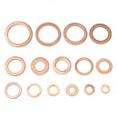 150Pcs Solid Copper Washers Sump Plug Assorted Washer Set Plastic Box 15 Sizes