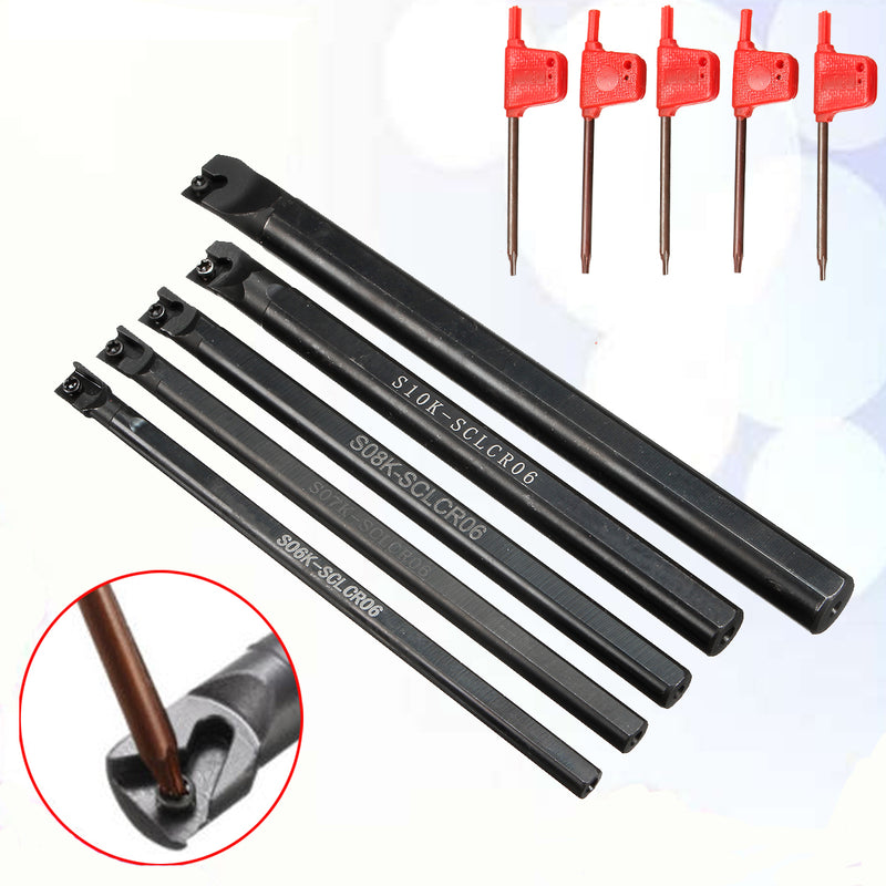 5 Set of SCLCR Lathe Turning Tool Holder Boring Bar For CCMT With 10pcs Lathe Blades Carbide Inserts