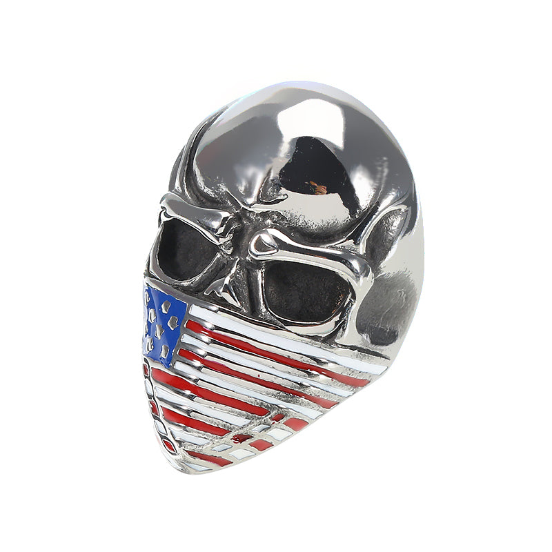 Fashion Titanium Steel Men's Ring Skull and Flag Personality Finger Ring
