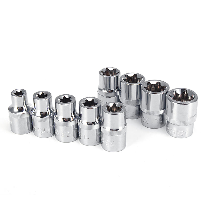 5PCS 1/2 Inch Socket Wrench Kit E10-E24 Plum Blossom Bolt Auto Repair Sleeve Set