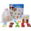 Wooden Alphabet ABC Animal Match Puzzle Flash cards Kids Educational Toys