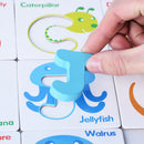 Wooden Alphabet ABC Animal Match Puzzle Flash cards Kids Educational Toys