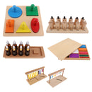 Montessori Wooden Toy - Geometric Shapes Puzzle - 5 Different Color / Shape Geometric Puzzle, Kids Toddlers Child Geometry Learning Aids