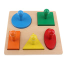 Montessori Wooden Toy - Geometric Shapes Puzzle - 5 Different Color / Shape Geometric Puzzle, Kids Toddlers Child Geometry Learning Aids