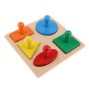 Montessori Wooden Toy - Geometric Shapes Puzzle - 5 Different Color / Shape Geometric Puzzle, Kids Toddlers Child Geometry Learning Aids