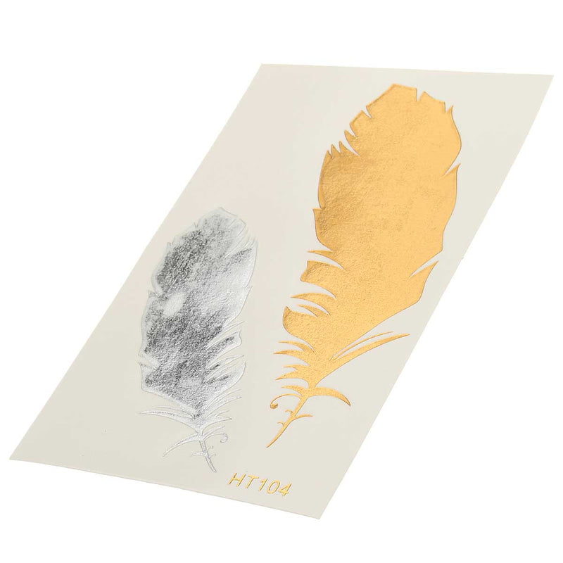 1Pcs Hot Gold Color Indian Metallic Bird Feather Temporary Body Art Tattoo Sticker Decal