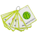 21Pcs Kids Fruits Theme Flash Cards Portable Size With Keyring Organizer