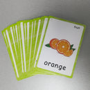 21Pcs Kids Fruits Theme Flash Cards Portable Size With Keyring Organizer