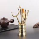 Set of 6 Pieces Chinese Traditional Copper Kung Fu Tea Tools Crafts Utensils