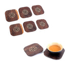6 Piece Vintage Chinese Creative Solid Wood Teacup Coaster Set Mats and Holder for Drinks Handicraft 8.7x8.7x1cm