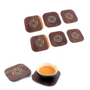 6 Piece Vintage Chinese Creative Solid Wood Teacup Coaster Set Mats and Holder for Drinks Handicraft 8.7x8.7x1cm