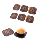6 Piece Vintage Chinese Creative Solid Wood Teacup Coaster Set Mats and Holder for Drinks Handicraft 8.7x8.7x1cm