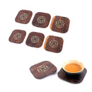 6 Piece Vintage Chinese Creative Solid Wood Teacup Coaster Set Mats and Holder for Drinks Handicraft 8.7x8.7x1cm