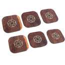 6 Piece Vintage Chinese Creative Solid Wood Teacup Coaster Set Mats and Holder for Drinks Handicraft 8.7x8.7x1cm
