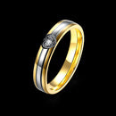 Heart Gold Crystal Stainless Steel Finger Ring Women Men Jewelry For Wedding Date Gift