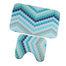 2 Pieces Polyester Fiber Non Slip Toilet Bathmats Carpet Contour Mat Combo, Anti-Skid Water Absorbent Rug