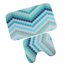 2 Pieces Polyester Fiber Non Slip Toilet Bathmats Carpet Contour Mat Combo, Anti-Skid Water Absorbent Rug