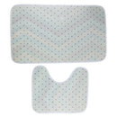 2 Pieces Polyester Fiber Non Slip Toilet Bathmats Carpet Contour Mat Combo, Anti-Skid Water Absorbent Rug
