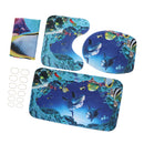 4 Pieces Polyester Fiber Nonslip Bath Mat U-shaped Contour Mat Toilet Lid Cover Shower Curtain Set