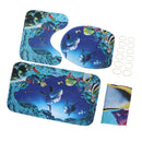 4 Pieces Polyester Fiber Nonslip Bath Mat U-shaped Contour Mat Toilet Lid Cover Shower Curtain Set
