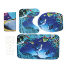 4 Pieces Polyester Fiber Nonslip Bath Mat U-shaped Contour Mat Toilet Lid Cover Shower Curtain Set