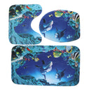 4 Pieces Polyester Fiber Nonslip Bath Mat U-shaped Contour Mat Toilet Lid Cover Shower Curtain Set