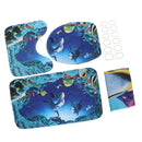 4 Pieces Polyester Fiber Nonslip Bath Mat U-shaped Contour Mat Toilet Lid Cover Shower Curtain Set