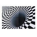 Black & White Checkered 3D Visual Effect Floor Rug Mat Bedroom Carpet 150 x 100cm for Kids Room Nursery