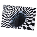 Black & White Checkered 3D Visual Effect Floor Rug Mat Bedroom Carpet 150 x 100cm for Kids Room Nursery