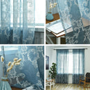 Decorative Embroidery Blue Voile Curtain Drapery Tulle Sheer Panels 1x2.5m Rod Pocket