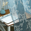 Decorative Embroidery Blue Voile Curtain Drapery Tulle Sheer Panels 1x2.5m Rod Pocket