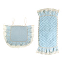 A Set of Light Blue Fresh Style Chair Cushion + Backrest Cover for Dining Room Chairs with Clear Golden Lace Decoration