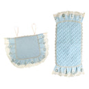 A Set of Light Blue Fresh Style Chair Cushion + Backrest Cover for Dining Room Chairs with Clear Golden Lace Decoration