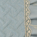 A Set of Light Blue Fresh Style Chair Cushion + Backrest Cover for Dining Room Chairs with Clear Golden Lace Decoration