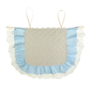 A Set of Light Blue Fresh Style Chair Cushion + Backrest Cover for Dining Room Chairs with Clear Golden Lace Decoration