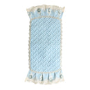 A Set of Light Blue Fresh Style Chair Cushion + Backrest Cover for Dining Room Chairs with Clear Golden Lace Decoration