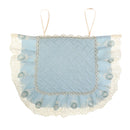 A Set of Light Blue Fresh Style Chair Cushion + Backrest Cover for Dining Room Chairs with Clear Golden Lace Decoration