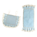 A Set of Light Blue Fresh Style Chair Cushion + Backrest Cover for Dining Room Chairs with Clear Golden Lace Decoration