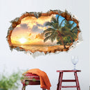 Miico Creative 3D Sunshine Beach Broken Wall Removable Home Room Decorative Wall Door Decor Sticker