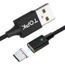 TOPK F-Line2 LED Magnetic Type C Braided Fast Charging Data Cable 1M For Phone Tablet