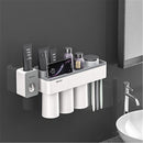 Mutifunctional Magnetic Toothbrush Holder with Toothpaste Squeezer Cups Bathroom Storage Rack Nail Free Mount
