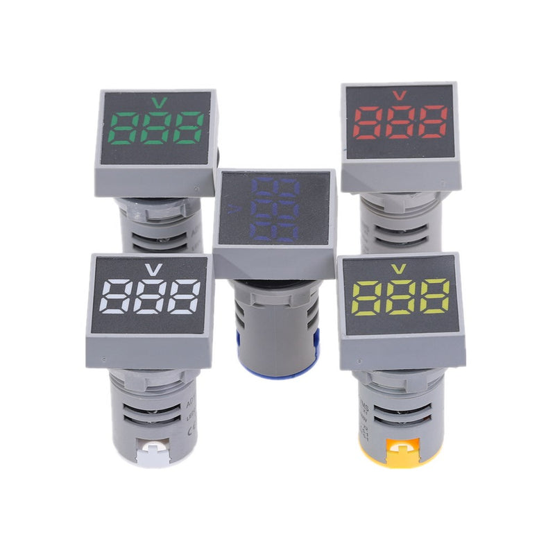 10pcs White 22MM AC 12-500V Voltmeter Square Panel LED Digital Voltage Meter Indicator Light