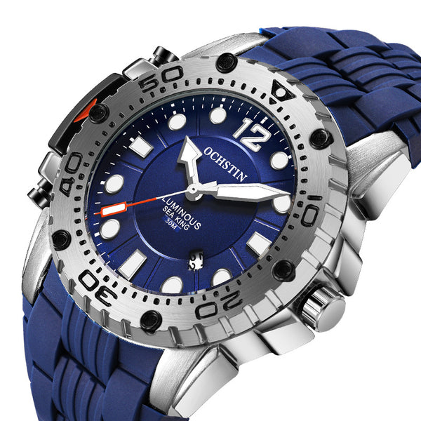 OCHSTIN GQ6124 Waterproof Outdoor Silicone Quartz Watch Luminous Display Men Wrist Watch