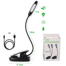 7 LED USB Rechargeable Eye-Care Warm Book Light Clip On Dimmable Table Lamp For Music Stand Night Reading Piano Power Indicator