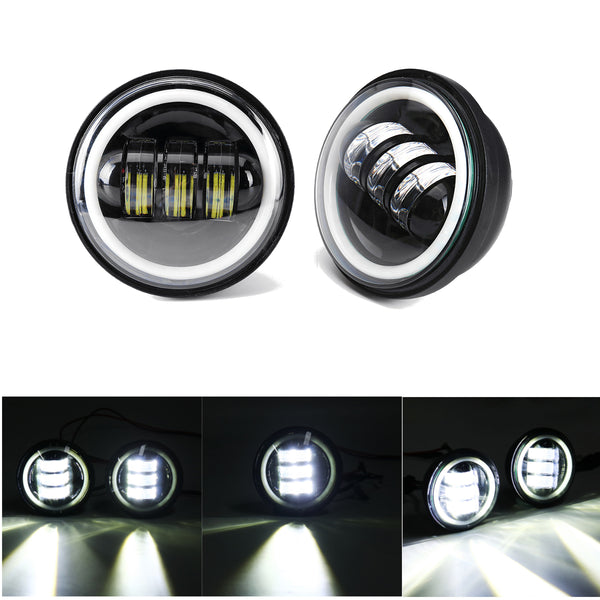 4 Inch 10-32V 2400LM 6000K Motorcycle LED Front Headlight Flood Light IP67 CE Spot Fog Passing Light With Angel Circle Lights